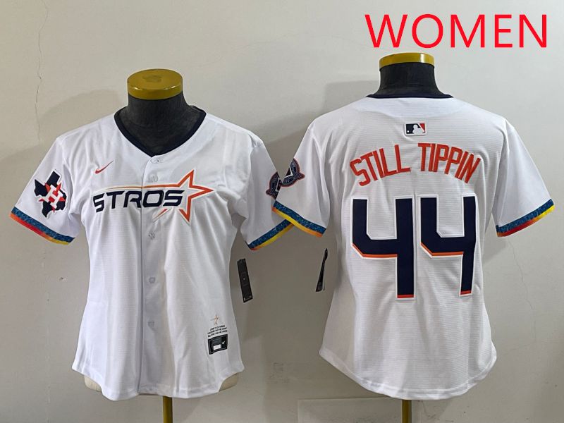 Women Houston Astros #44 Still Tippin White Four generations Joint Name 2025 Nike MLB Jersey style 10->youth mlb jersey->Youth Jersey